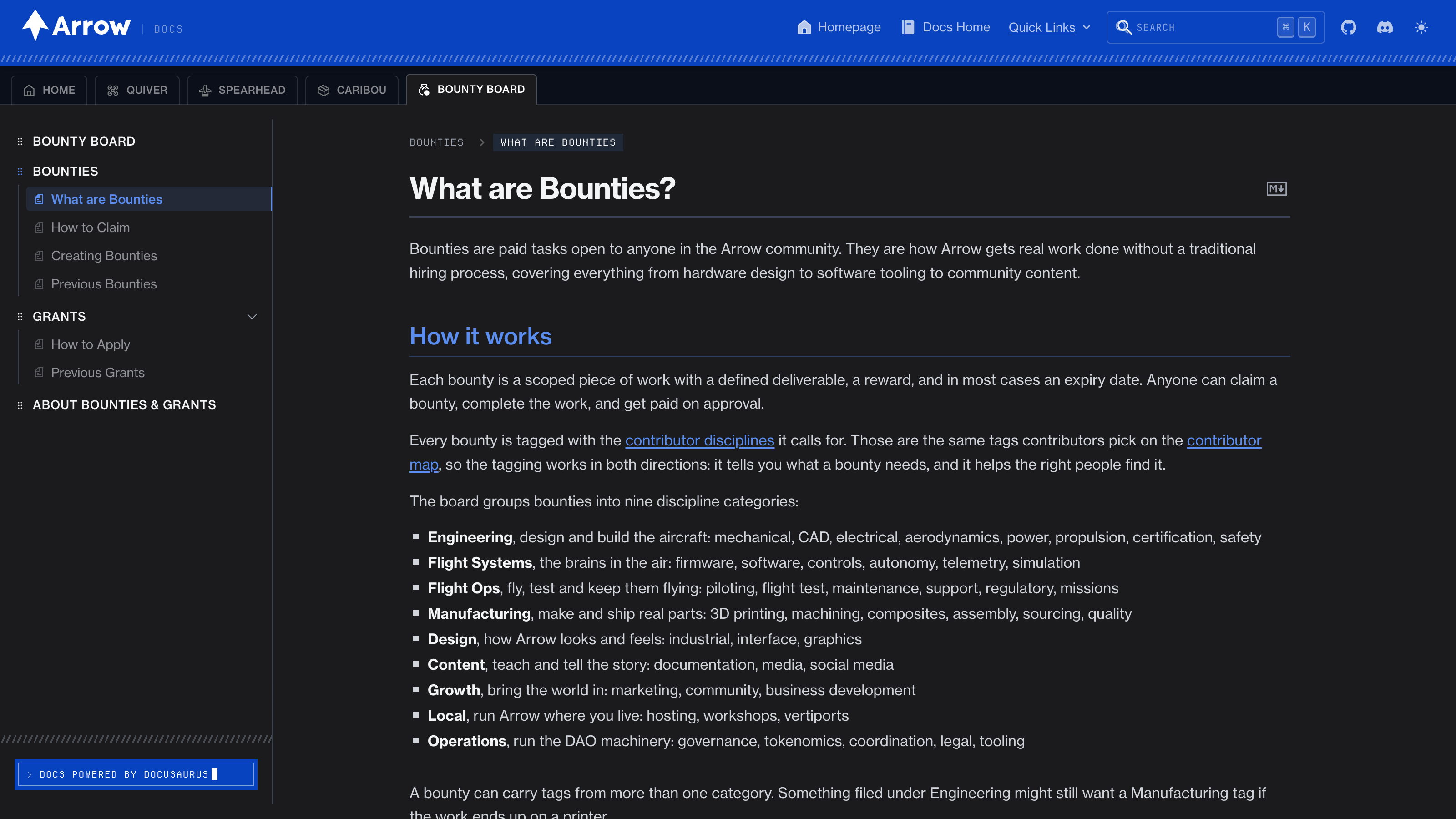 The What are Bounties page