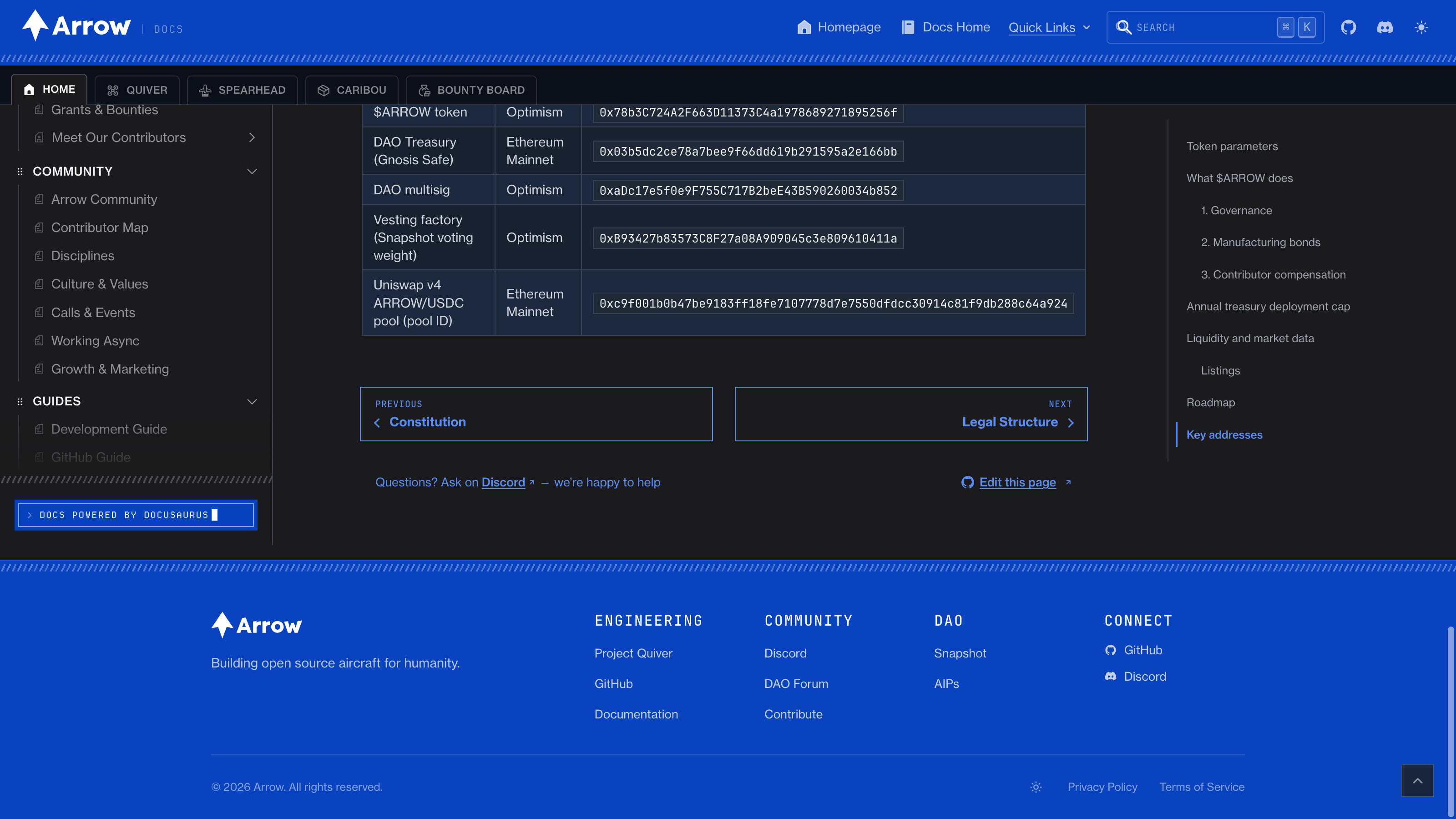 The $ARROW token page
